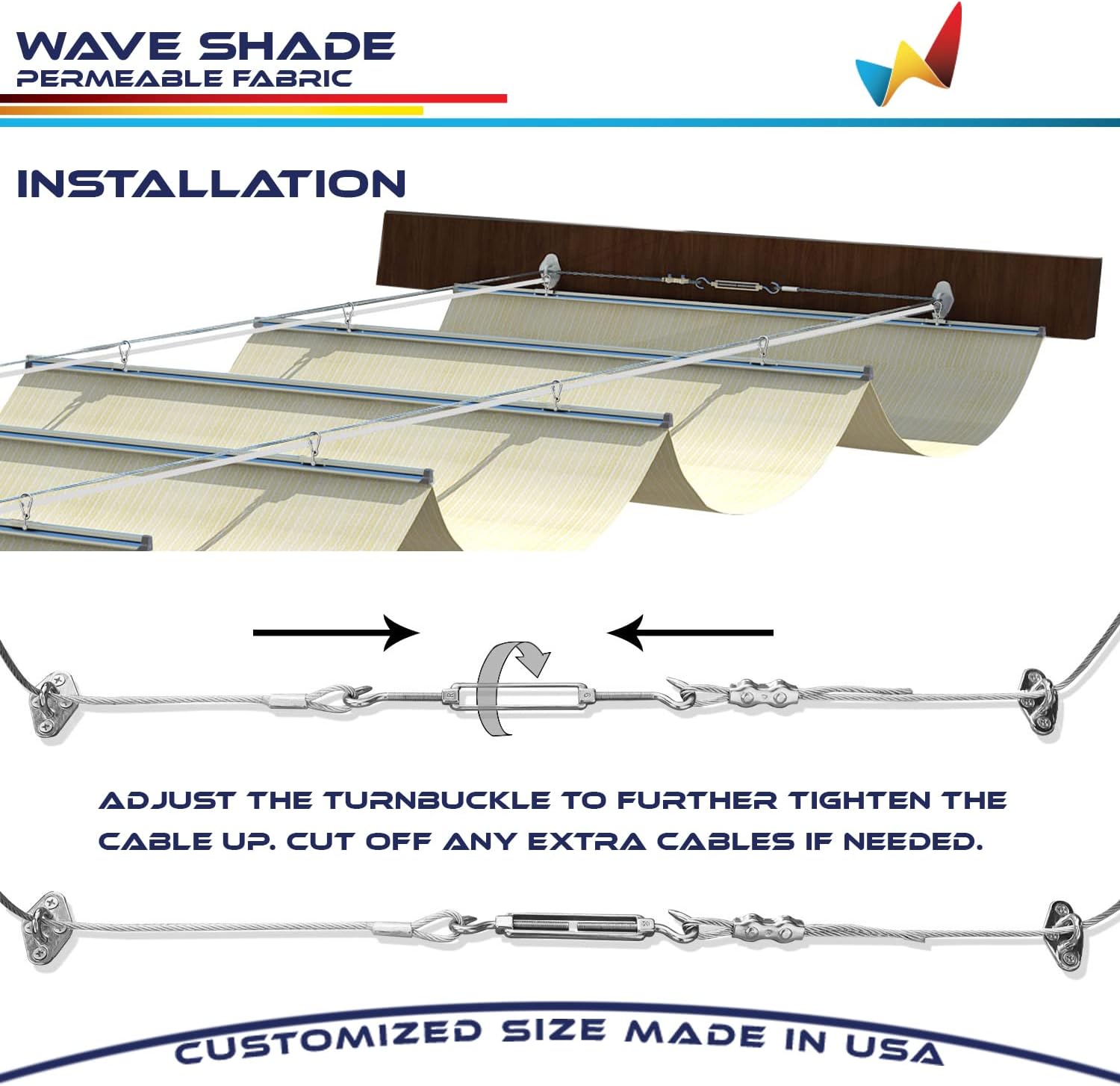 Windscreen4less 4' x 16' Retractable Sun Shade Canopy Cover Sliding Wave Shade Sail for Pergola Patio Deck Yard Gazebo Outdoor (Beige)