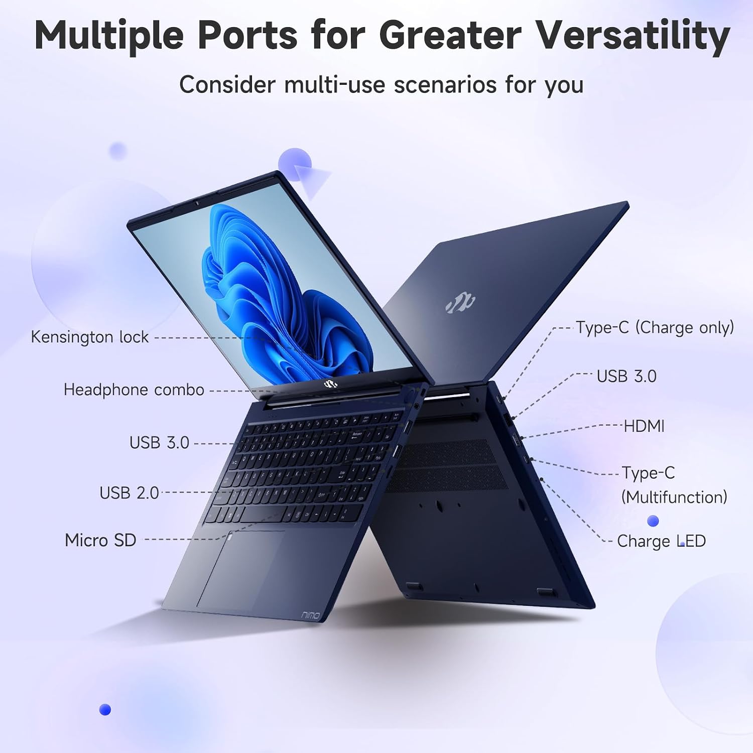 NIMO 15.6' IPS FHD-Student-Laptop, Intel 6 Cores I3-1215U 16GB RAM 256GB SSD (Beats i5-1135G7, Up to 4.4GHz) Computer with 65W Type C Backlit Keyboard Fingerprint, for Home and Business