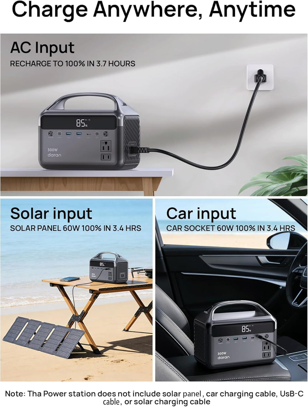 DARAN 192Wh Solar Generator with Solar Panel Included Portable Power Station 300W LFP Battery & AC Outlets 110V/ 600W Surge, Power Bank Fast Charging for Camping/Home/Power Outage/Hurricane Emergency