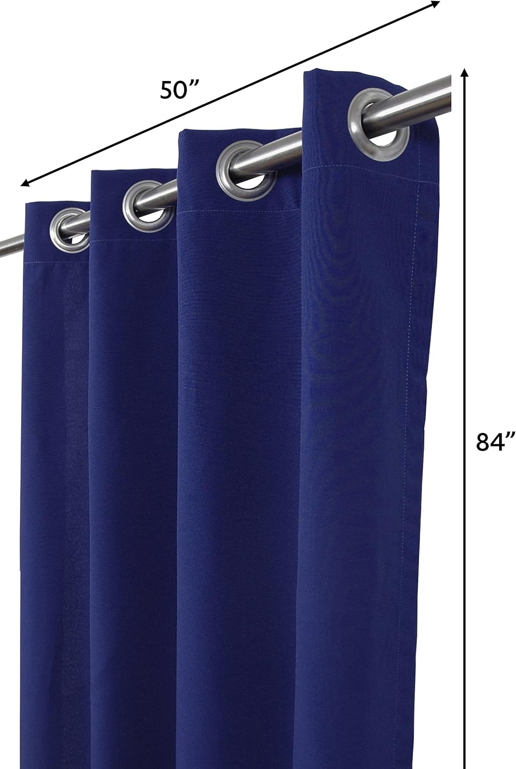 Outdoor/Indoor Sunbrella Curtain 84 inch x 50 inch with 8 Stainless Steel Grommets Canvas True Blue