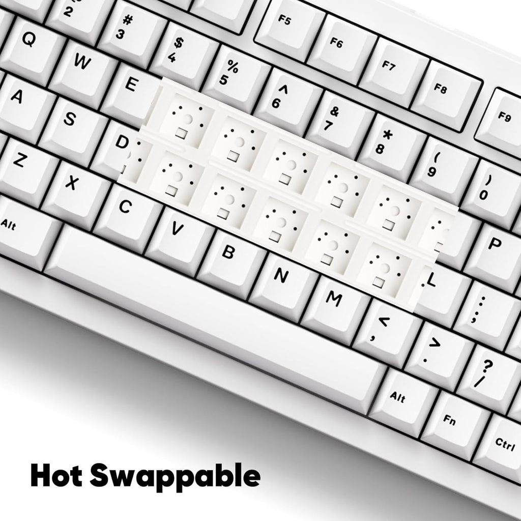 MONSGEEK M1 V5 Aluminum Mechanical Keyboard 75% Quick Release Gaming Keyboard Blcak on White with Knob 8000 mAh RGB Hot-swappable Pre-lubed Cilantro Switch, Piano Switch