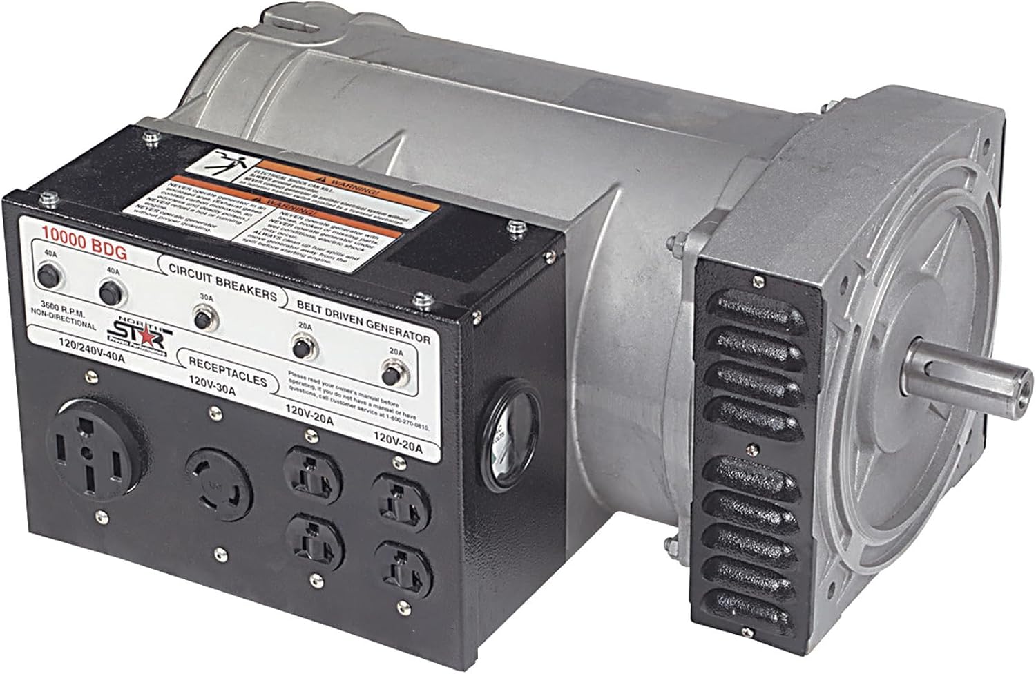 NorthStar Belt Driven Generator Head - 10,000 Surge Watts, 9,600 Rated Watts, 18 HP Required