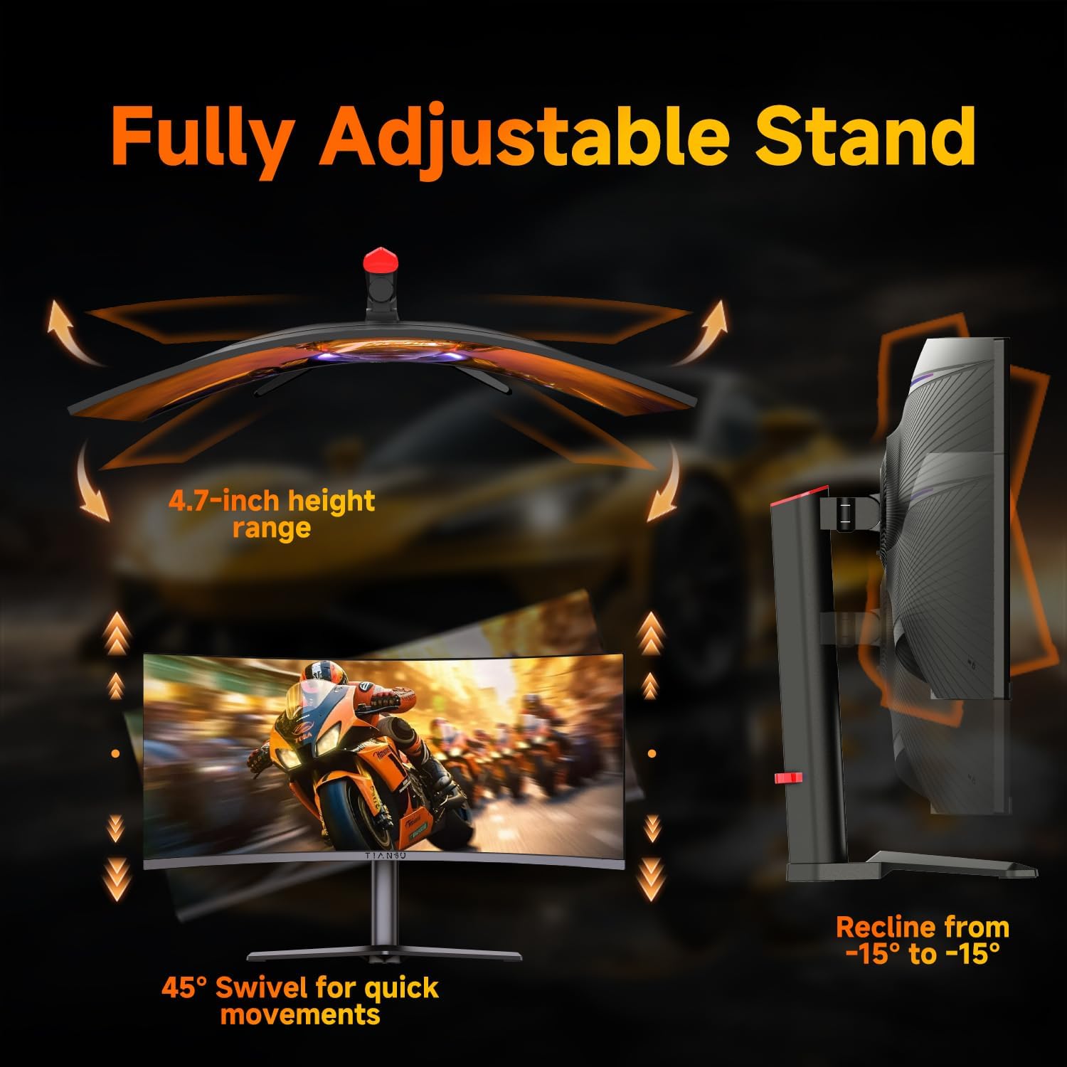 34Inch UWQHD Curved Gaming Monitor,1500R 240Hz Ultrawide Monitor,PIP/PBP,0.5ms FreeSync,125% sRGB,95% DCI-P3,Monitor with Speaker,HDMI2.1,DP1.4,VESA