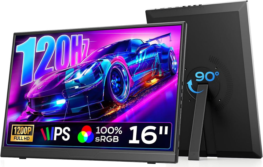 Dopesplay 120Hz Portable Gaming Monitor 16' 1200P FHD 100% sRGB Portable Display with Adjustable Stand, USB-C & HDMI External Monitor & Travel Screen for Laptop Mac PC Phone Xbox PS5 Switch