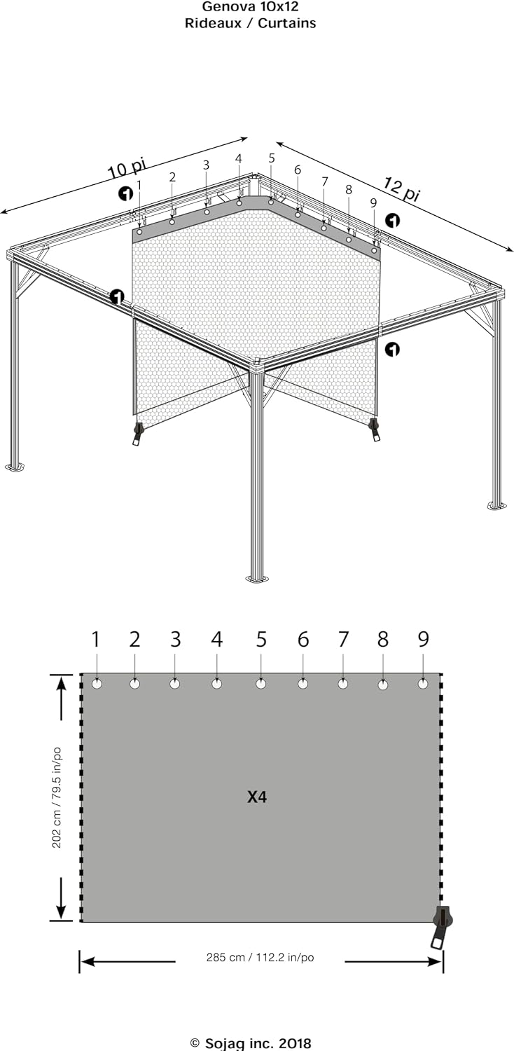 Sojag Accessories Set of 4 10' x 12' Curtains for Genova Outdoor Gazebo - Brown