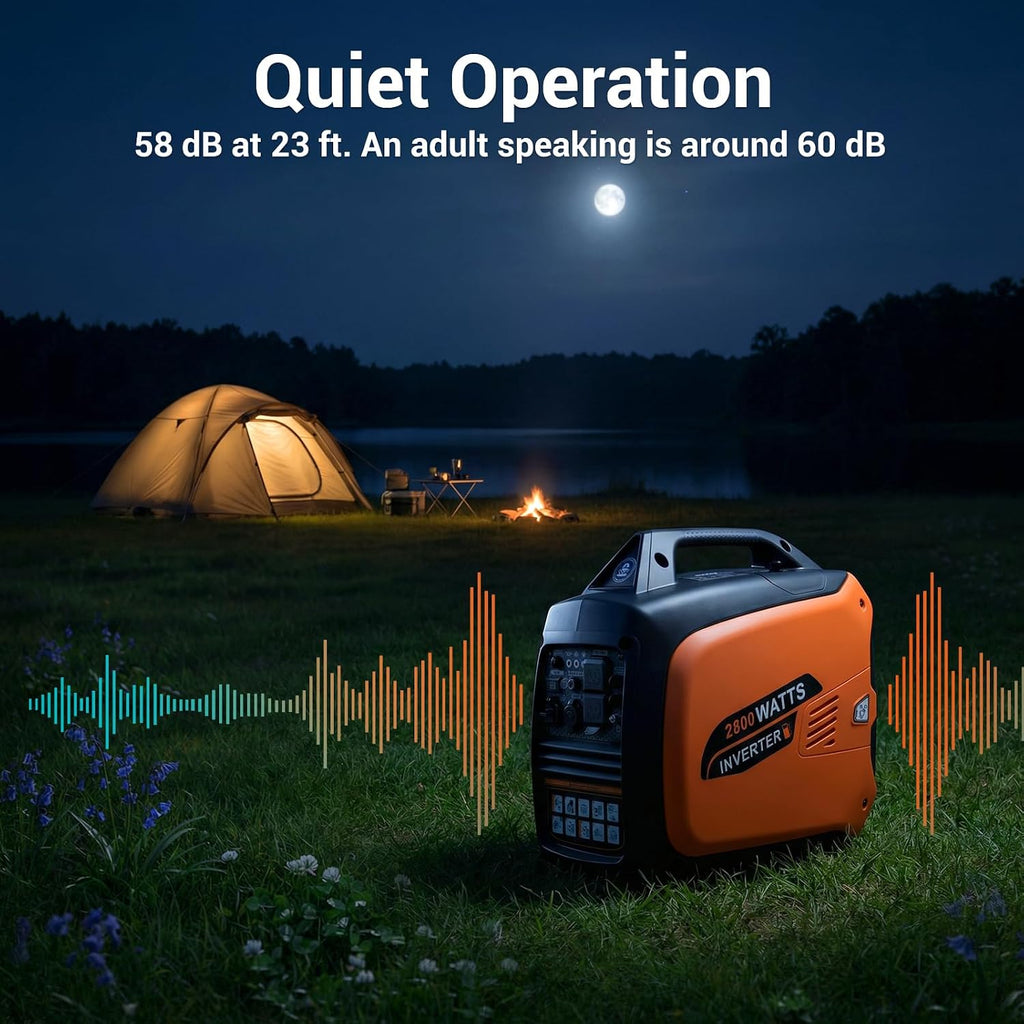 Oxseryn 2800-Watts Portable Inverter Generator, Gas Generators for Home Use, Camping, Super Quiet Emergency Home Backup, with Fuel Shut Off, 1.1Gal Fuel Tank, 39Lbs, EPA Compliant