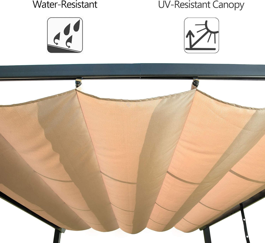 Domi Outdoor Living 10' X 13' Outdoor Retractable Pergola with Weather-Resistant Canopy Aluminum Garden Pergola Patio Grill Gazebo for Courtyard