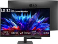 LG 32' FHD Curved Monitor, 1920 x 1080 VA Display, 100Hz Refresh Rate, AMD FreeSync, Dynamic Action Sync, Black Stabilizer, Reader Mode, HDMI and D-Sub Ports, 3-Side Virtually Borderless Design