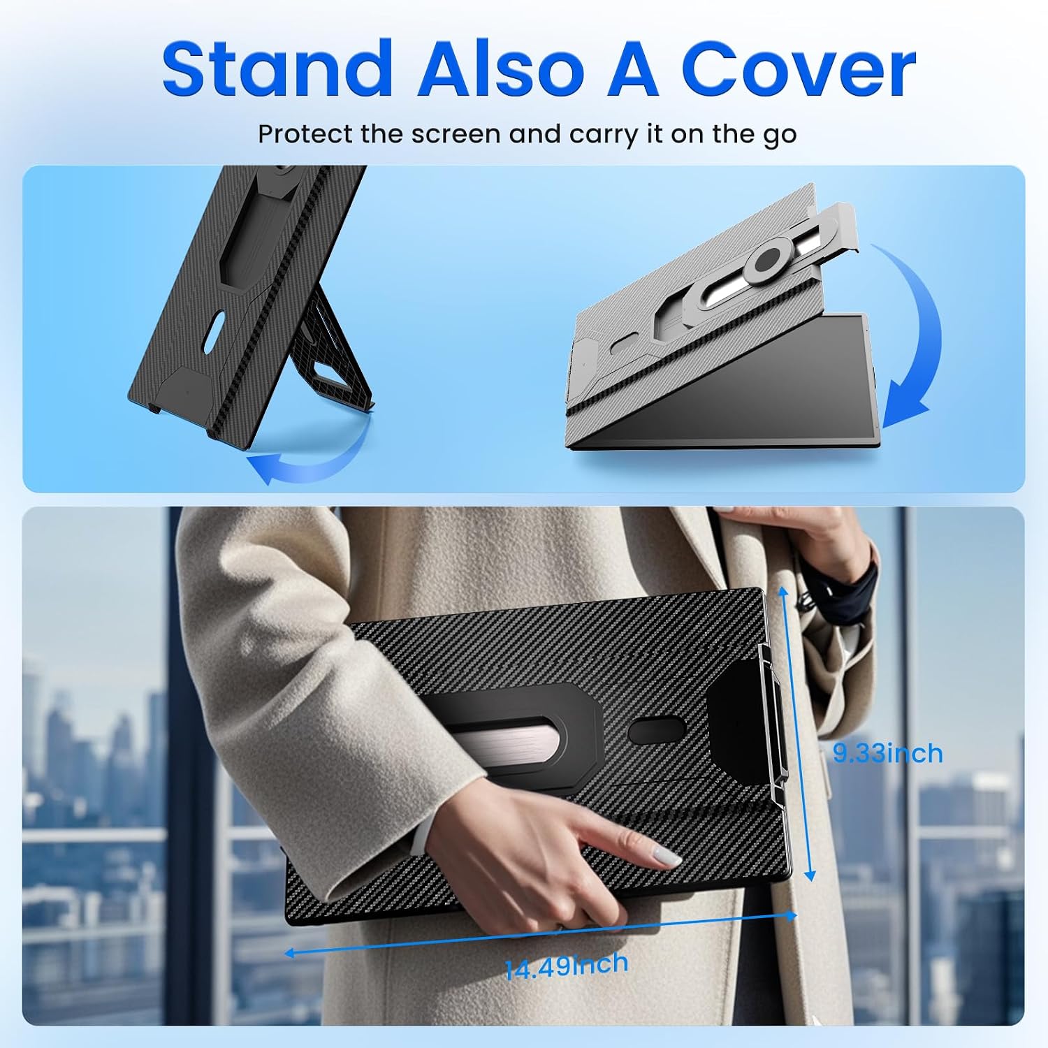 Portable Monitor for Laptop - Laptop Screen Extender HDMI USB C Travel External Display with Stand Gaming Monitor for PC MAC Switch Phone Computer Xbox PS4/5 - D1