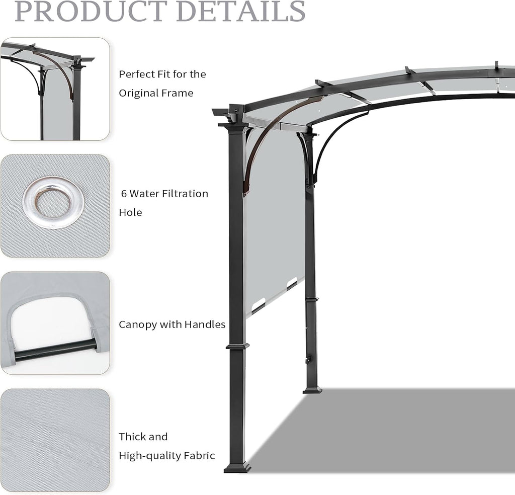 Replacement Canopy Top for Allen + Roth 10x10 Ft Pergola, 200'x103' Shade Cover, Model L-PG152PST-B, Gray (Cover Only)