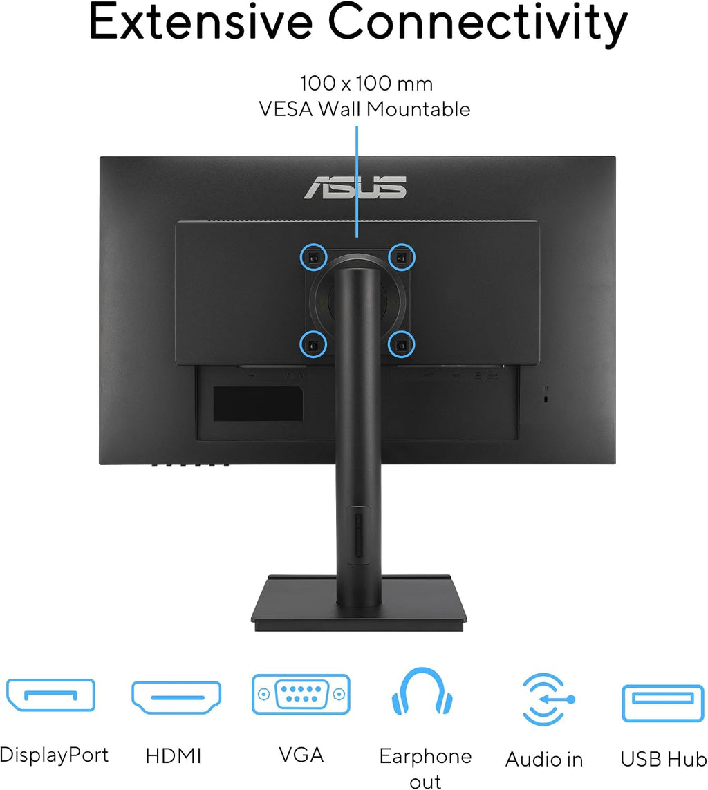ASUS 27' 1080P Business Monitor (VA279QGS) – IPS, Full HD, Frameless, 120Hz, Adaptive-Sync, 1ms, HDMI, DisplayPort, VGA, Eye Care, Low Blue Light, Ergonomic, VESA Wall Mountable, 3 yr Warranty