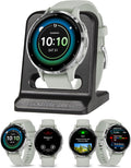 Garmin Venu 3S Running GPS Smartwatch with AMOLED Display, Advanced Health, Fitness Features, Up to 14 Day Battery Life with Signature Series Modern Power Stand | Silver with Sage Gray Silicone Band