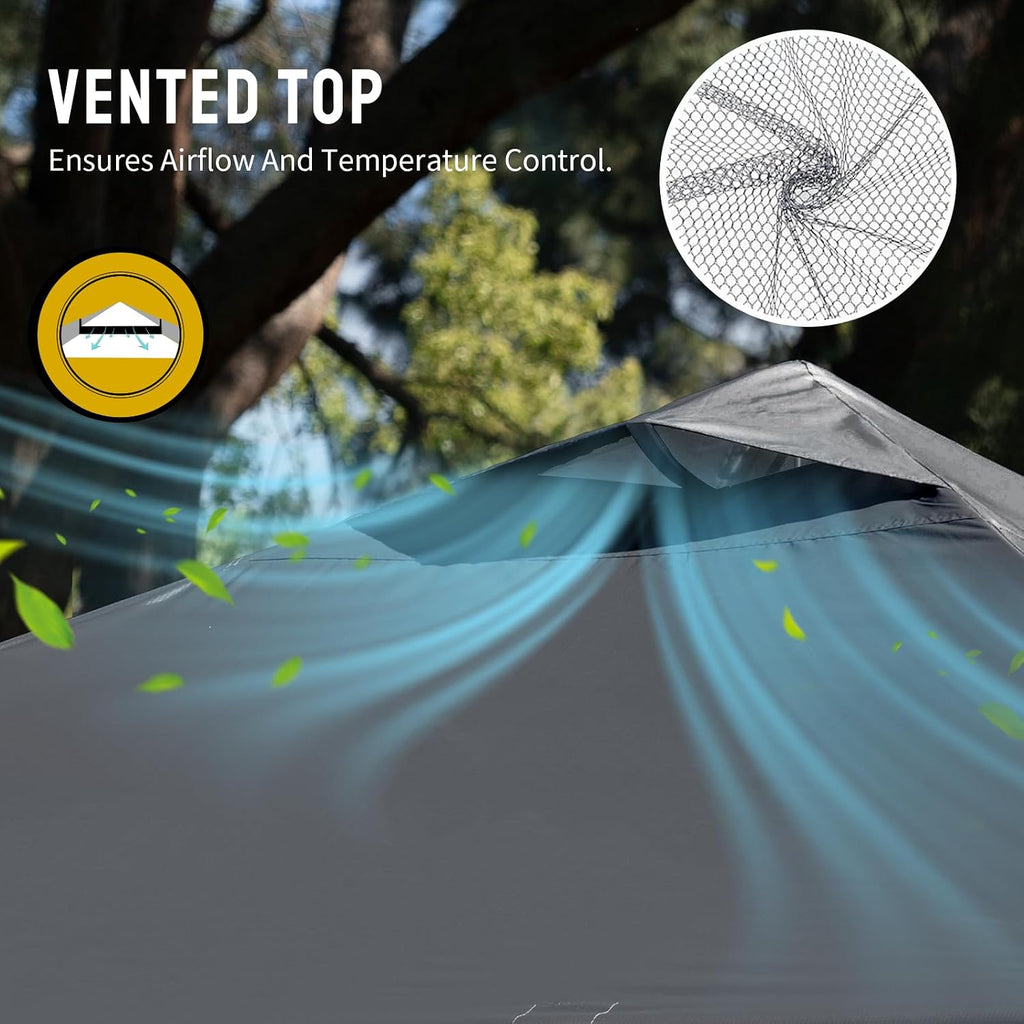CROWN SHADES 10x10 Pop Up Canopy - Beach Tent with One Push Setup - Easy Outdoor Sun Shade Shelter for Events, Parties - Gazebo with STO-N-Go Cover Bag, Silver Coated Top,Light Gray