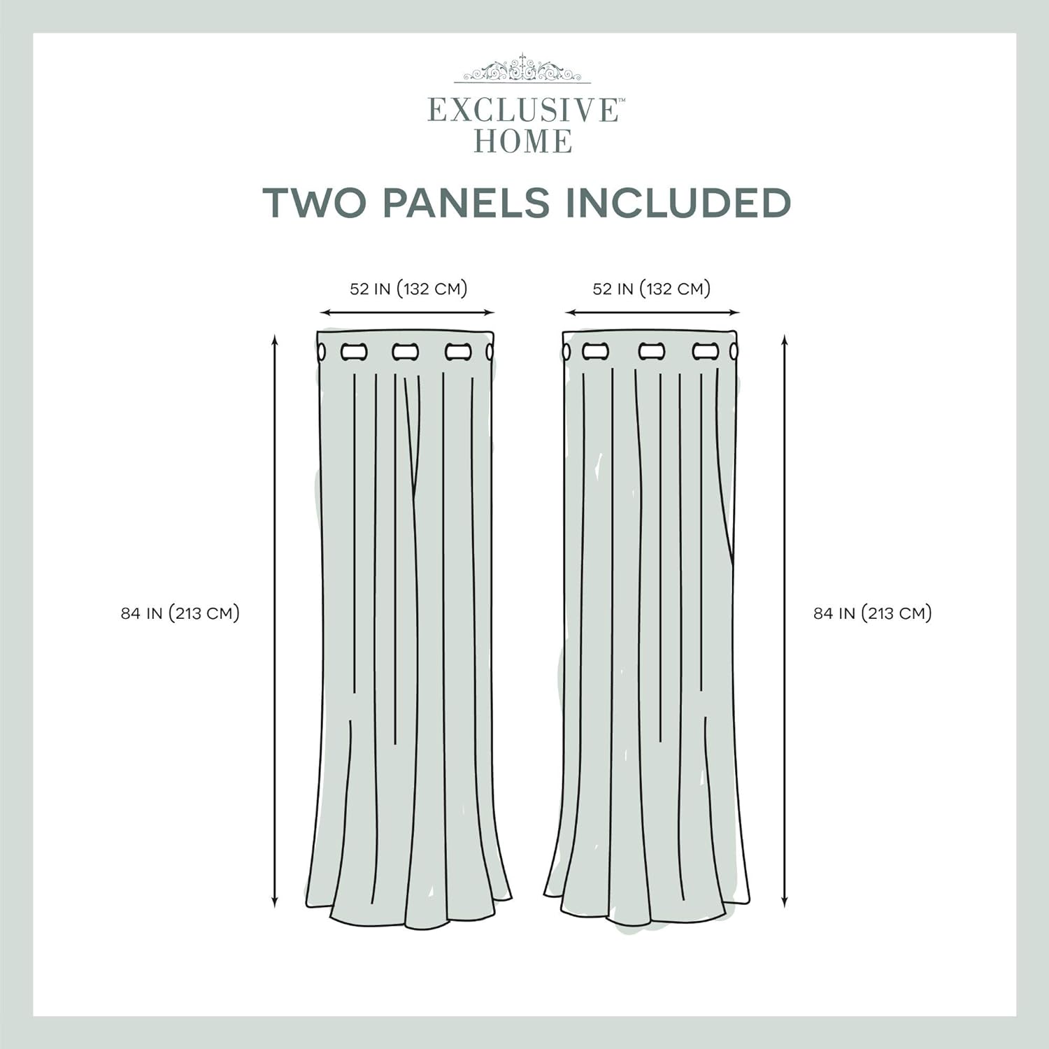 Exclusive Home Curtains Sateen Curtain Seafoam Room Darkening | 52'x84' | Grommet Top | Blackout | Pack of 12