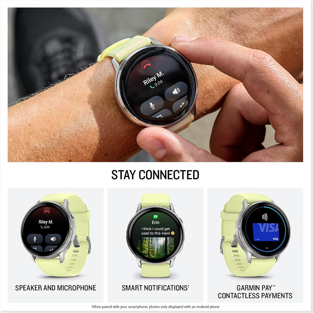 PlayBetter Garmin Venu 4 (Silver/Citron, 45mm) Fitness GPS Smartwatch Bundle - AMOLED Display, Built-in Flashlight, Long Battery Life Portable Charger & HD Screen Protectors