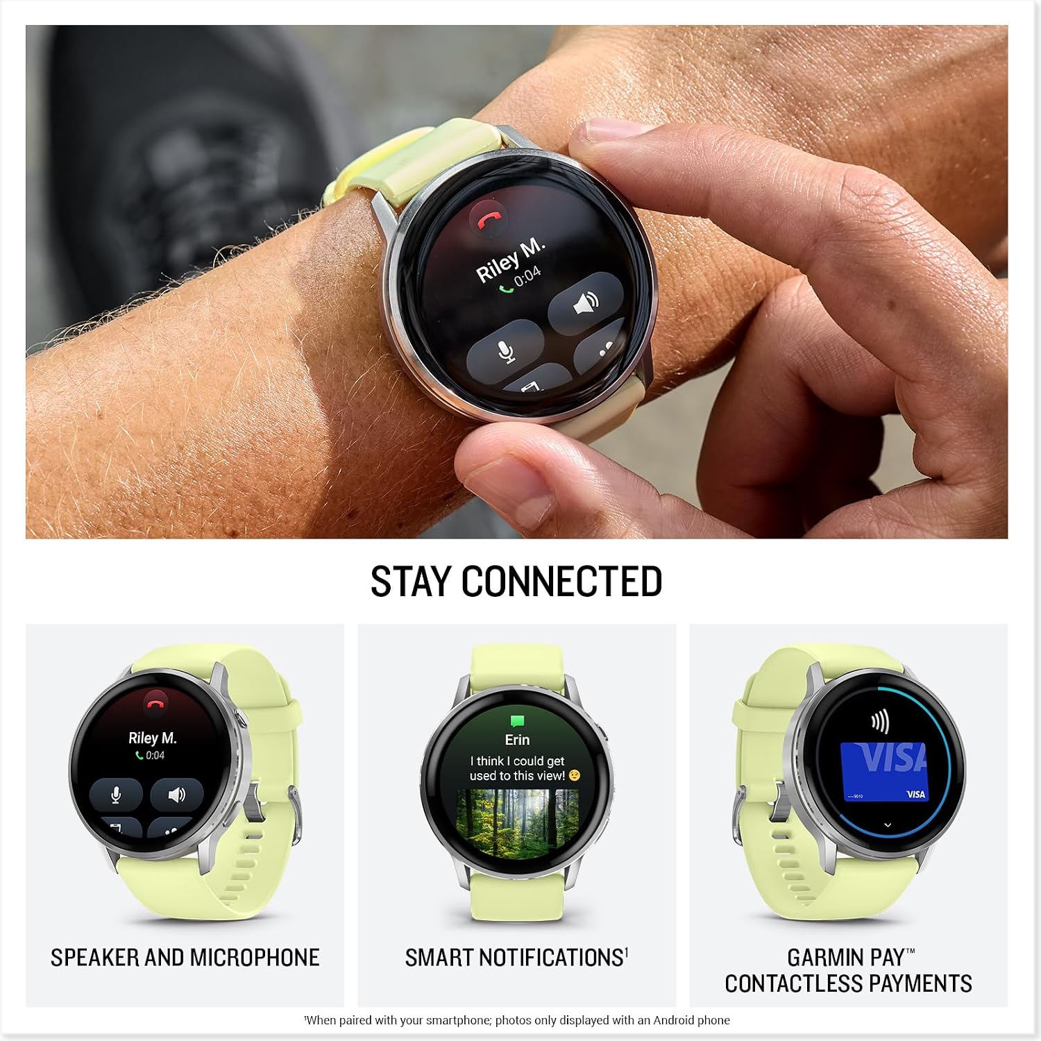 PlayBetter Garmin Venu 4 (Silver/Citron, 45mm) Fitness GPS Smartwatch Bundle - AMOLED Display, Built-in Flashlight, Long Battery Life Portable Charger & HD Screen Protectors