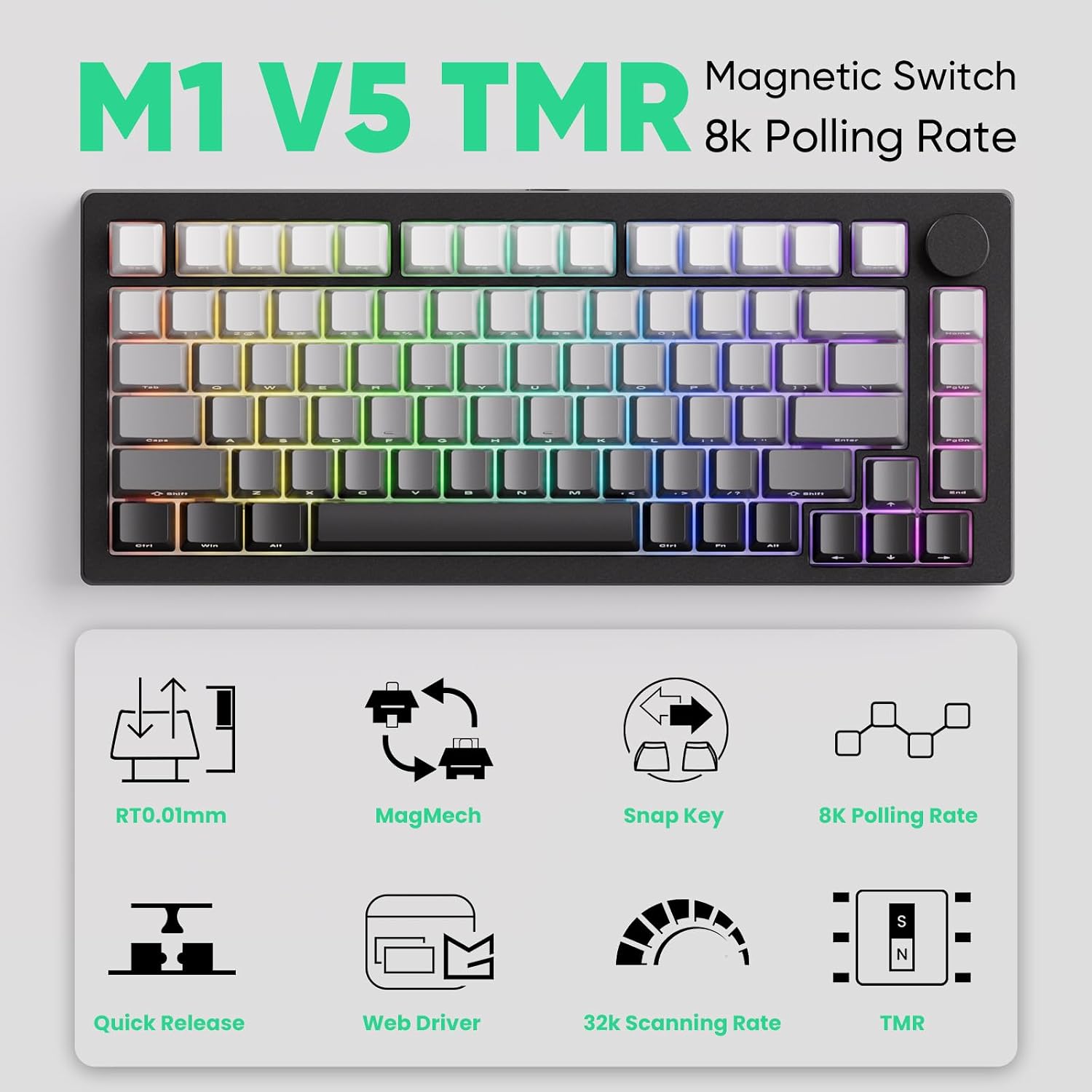 MONSGEEK M1 V5 TMR Rapid Trigger 32k Scanning Rate Gaming Keyboard Quick Release Aluminum Mechanical Keyboard SP Gradient AstroAim Magnetic Switch