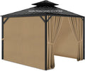 Gazebo Privacy Curtains 12' x 14' with Zipper 4-Panels Side Wall Universal Replacement for Patio, Outdoor Canopy, Garden and Backyard (Curtain Only)
