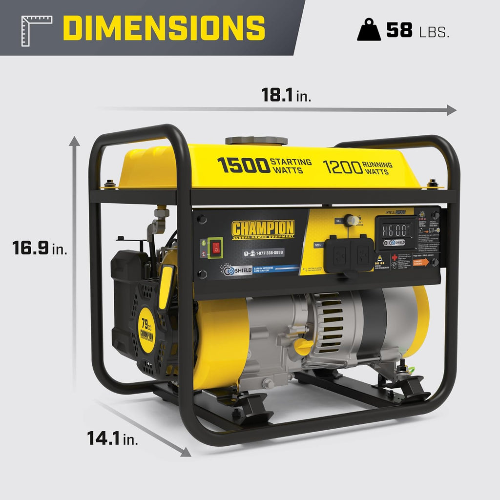 Champion Power Equipment 1500-Watt Portable Generator with CO Shield
