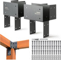 2 Pack 4x6 (Actual 3.5'x5.5') Heavy Duty Stainless Steel Pergola Brackets - Corner Post to Beam Connector for Gazebos, Patio Decks, Porches - Wood Post Cap Tie Bracket (Dark Gray)