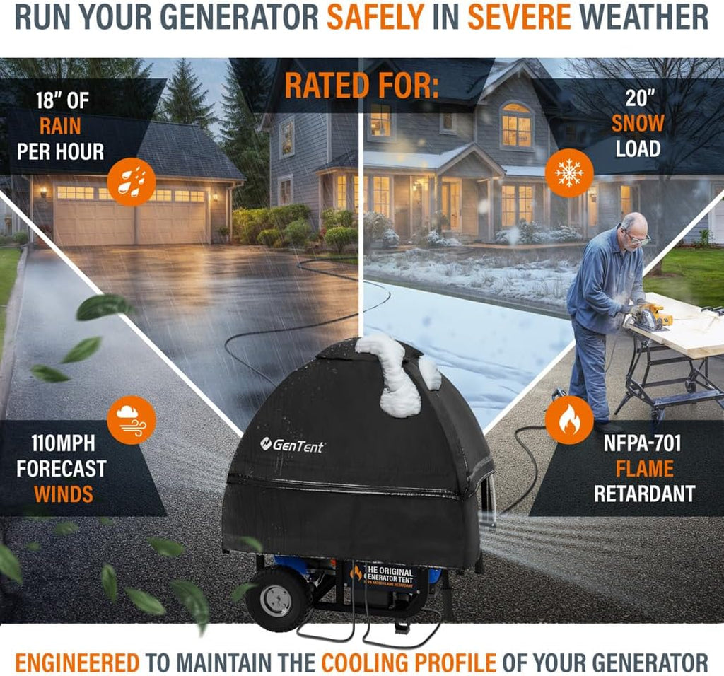 GenTent Open Frame Running Cover – Universal Kit Generator Tent (Black, Original - Standard)
