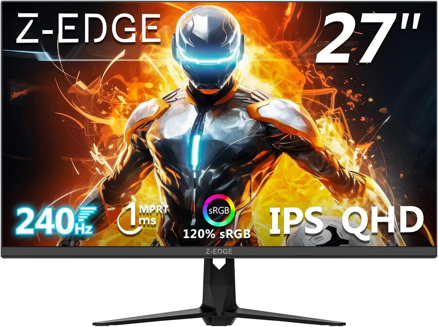Z-Edge 27 Inch 240Hz Gaming Monitor, 2K QHD 1440P, Fast IPS Computer Monitor, 1ms MPRT, 120% sRGB, 400nits, UG27QS 2X DP 1.4 Ports and 2X 2.0 HDMI Ports