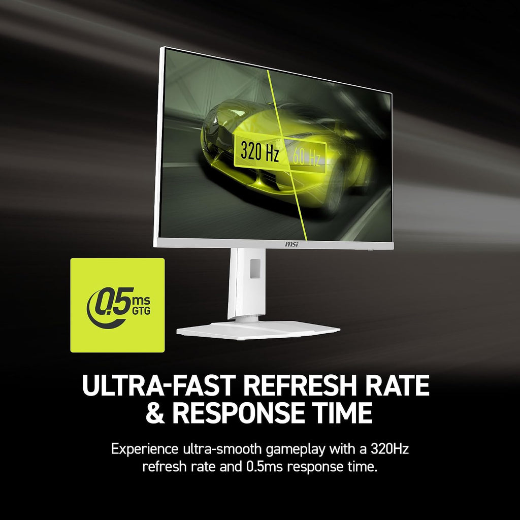msi MAG 274QRFW X32 27-inch 2560 x 1440 (QHD) Gaming Monitor, 320Hz, Adaptive Sync, HDR Ready, HDMI, VGA Port, VESA Mountable, Tilt, 4-Side Slim Bezel, 0.5ms, White