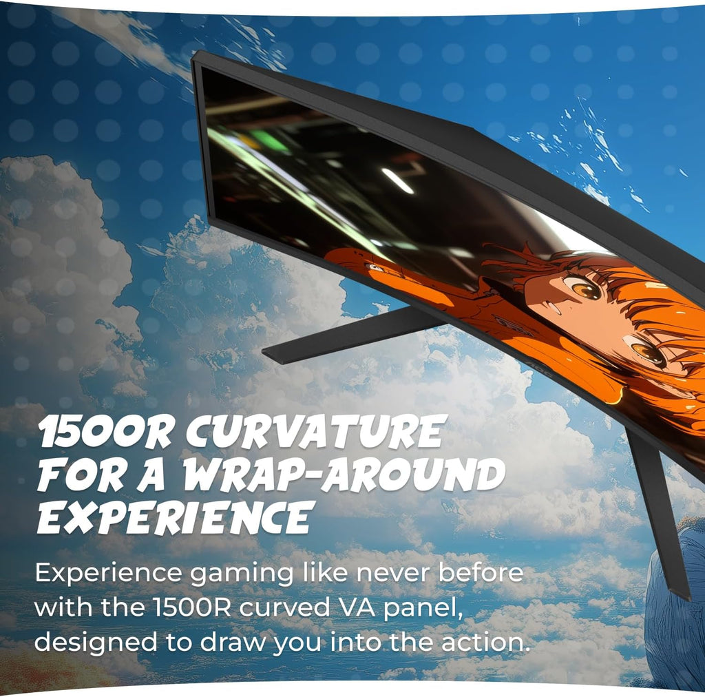 AOC CQ32G4VE 32' Curved Frameless Gaming Monitor 2K QHD, 1500R Curved VA, 180Hz, 0.5ms Response Time, 2X Display Port, 2X HDMI, Gaming Console Compatible(Renewed)