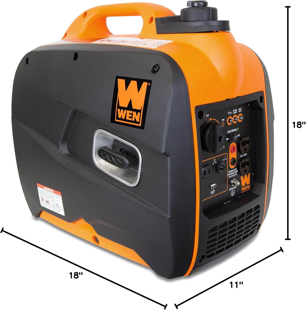 WEN 56200i 2000-Watt Gas Powered Portable Inverter Generator, CARB Compliant,Black & Orange