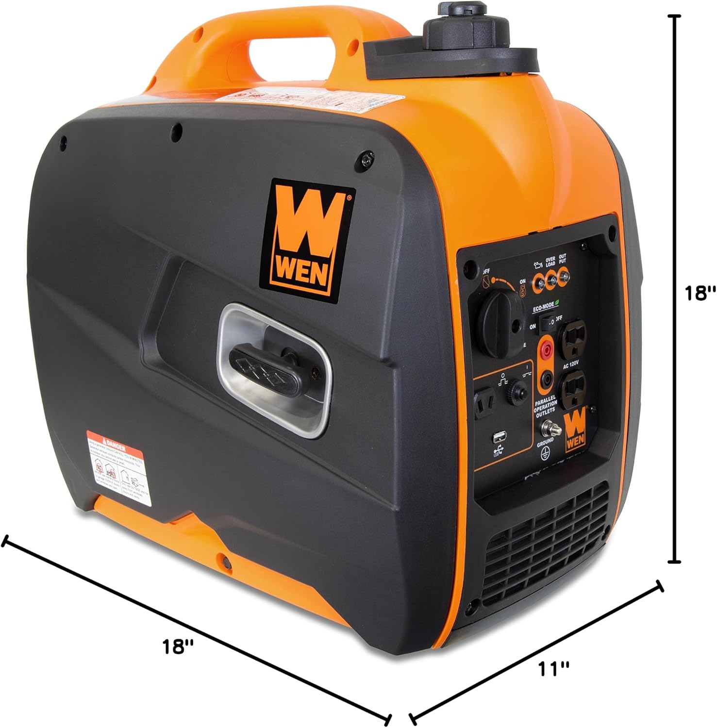 WEN 56200i 2000-Watt Gas Powered Portable Inverter Generator, CARB Compliant,Black & Orange