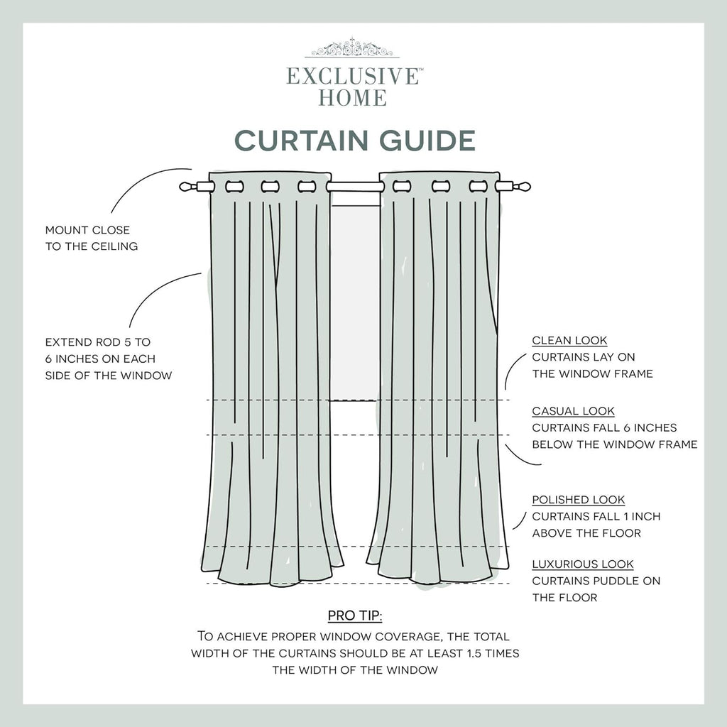 Exclusive Home Curtains Sateen Curtain Seafoam Room Darkening | 52'x84' | Grommet Top | Blackout | Pack of 12