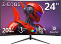 Z-Edge 24 inch Gaming Monitor, 200Hz 165Hz Curved 1650R Computer Monitor, FHD 1080P, Ultra-Fast MPRT 1ms Curved Monitor, 300nits, 16.7M Colors, UG24 1X DP 1.4 Port and 1X 2.0 HDMI Port