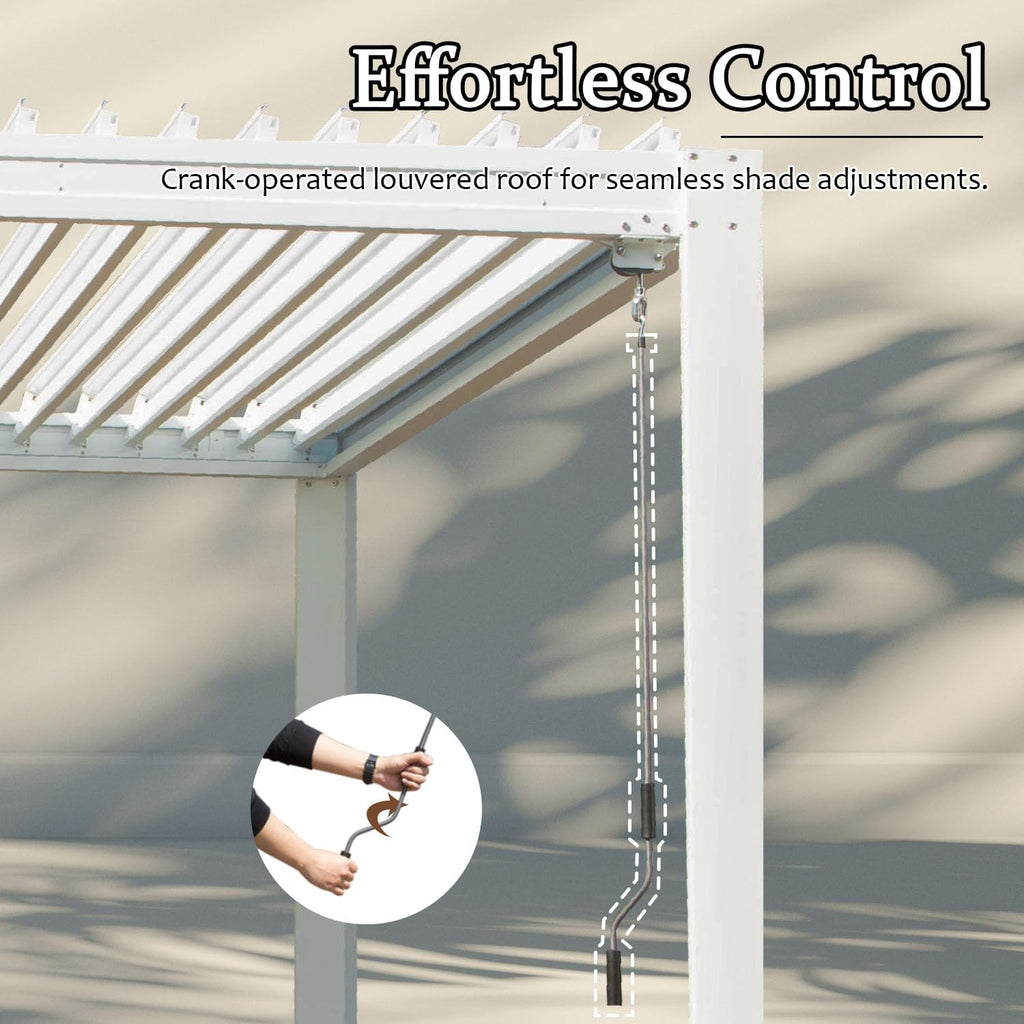 Domi Louvered Pergola 10×10 FT, Outdoor Aluminum Pergola with Adjustable Rainproof Roof and Drainage System, Metal Pergola Gazebo for Patio, Deck, Backyard, White