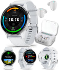 Garmin Venu 3 GPS Smartwatch AMOLED Display 45 mm Watch, Advanced Health and Fitness Features, Up to 14 Days of Battery, Wheelchair Mode, Whitestone with White Earbuds Bundle