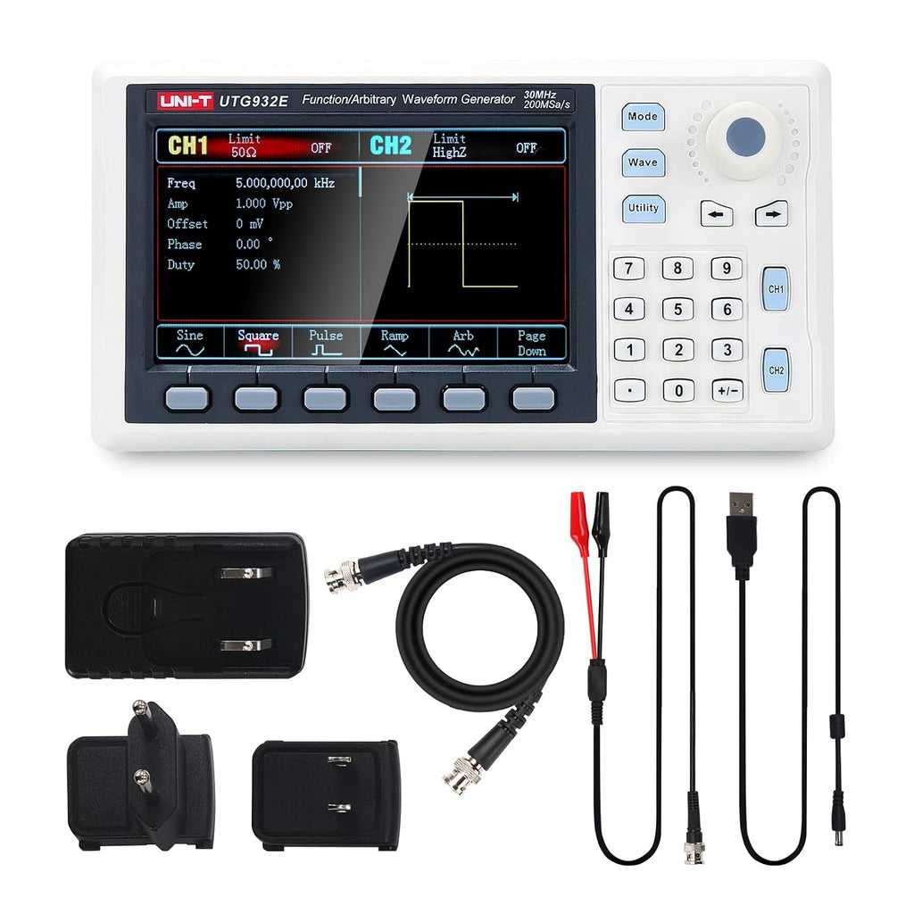 UNI T UTG932E 30MHz Function Generator Arbitrary Waveform Signal Generator Dual-Channel 200MSa/s 14 Bits Frequency Meter