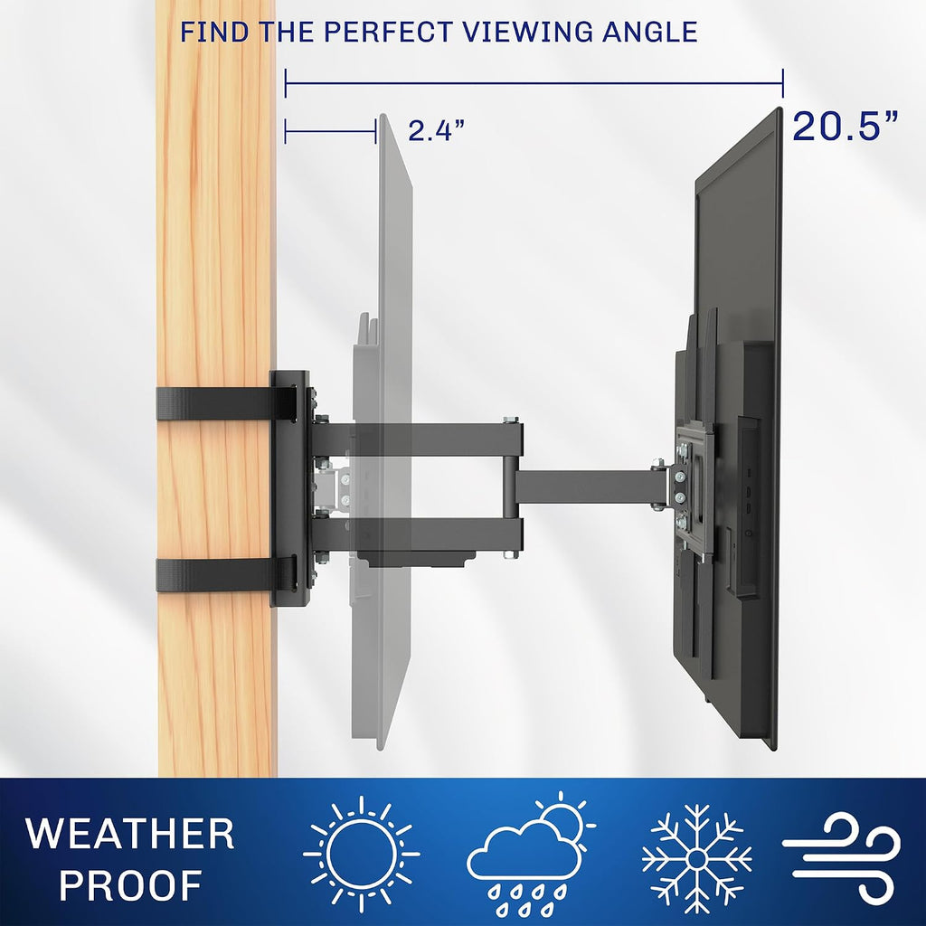 VIVO Outdoor No Drill Full Motion Gazebo TV Mount for 32 to 85 inch Screens, Articulating Bracket Holds up to 110 lbs, VESA up to 400x400, Black, MOUNT-GTM70