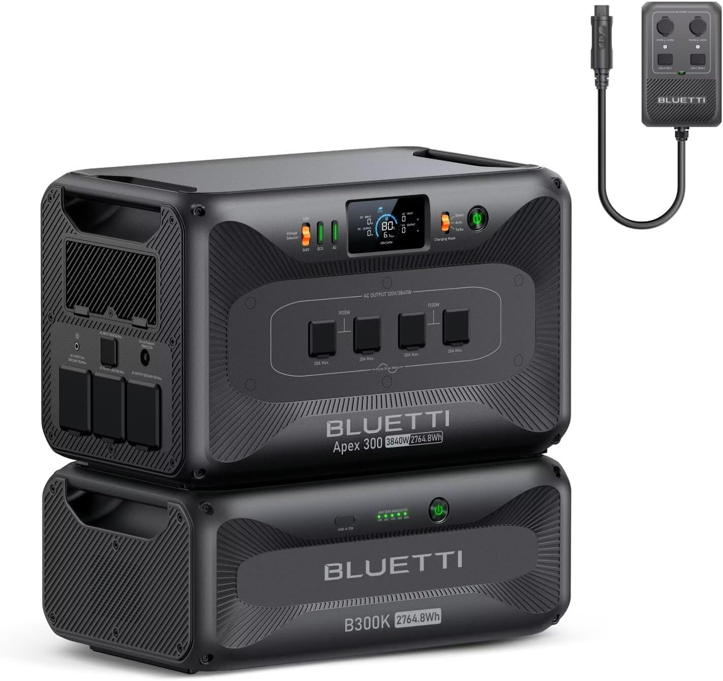 BLUETTI Apex 300 Solar Generator & B300K with Hub D1, 2764.8Wh LFP Battery Backup Power Station with 6 3840W AC Outlets, RV-Optimized DC Ports (50A Anderson), Ideal for Camping and RV Life