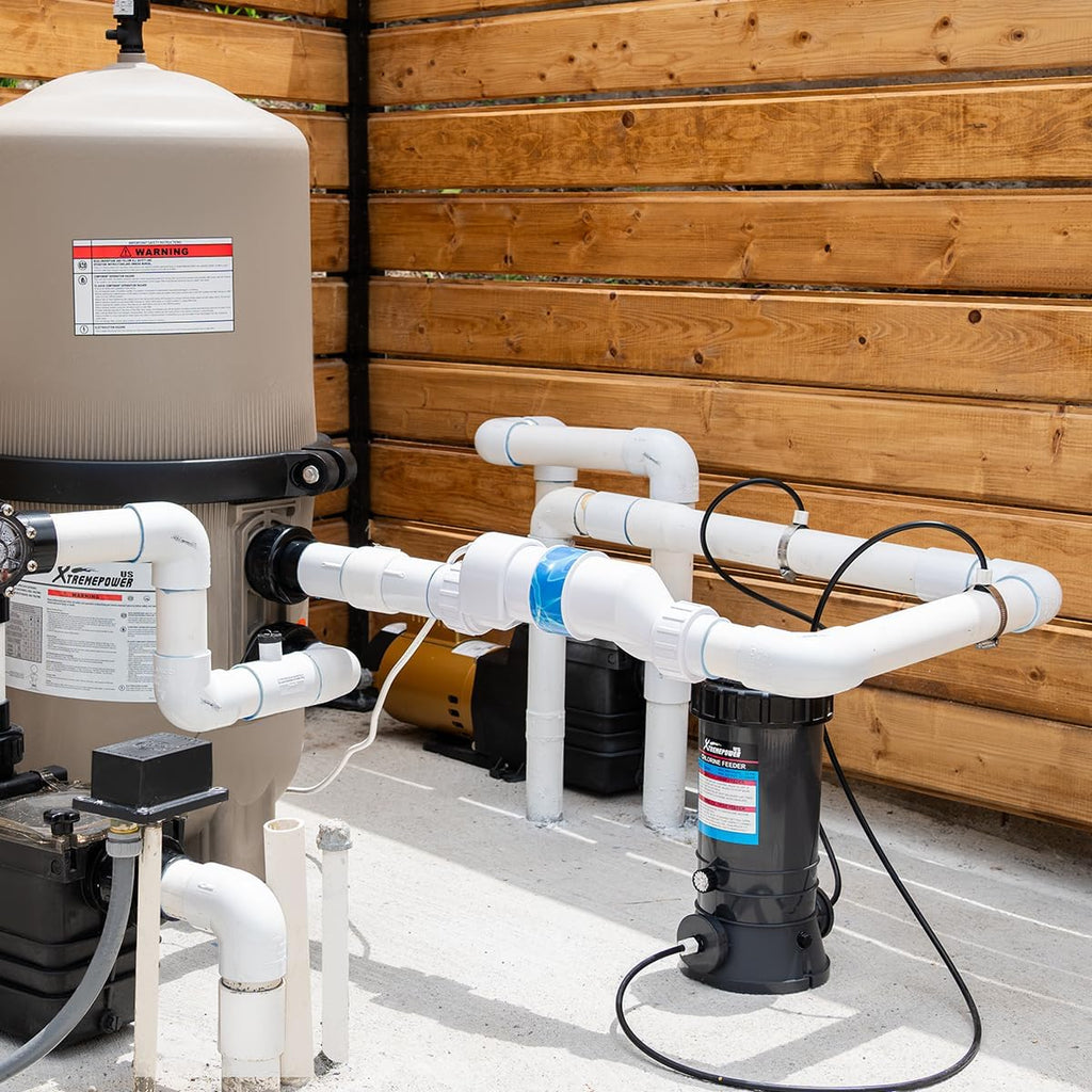 XtremepowerUS Universal 25K Saltwater Chlorinator Complete Water System Up to 25,000 Gallon Flow Switch Salt Cell Bundle Set with Cleaning Stand