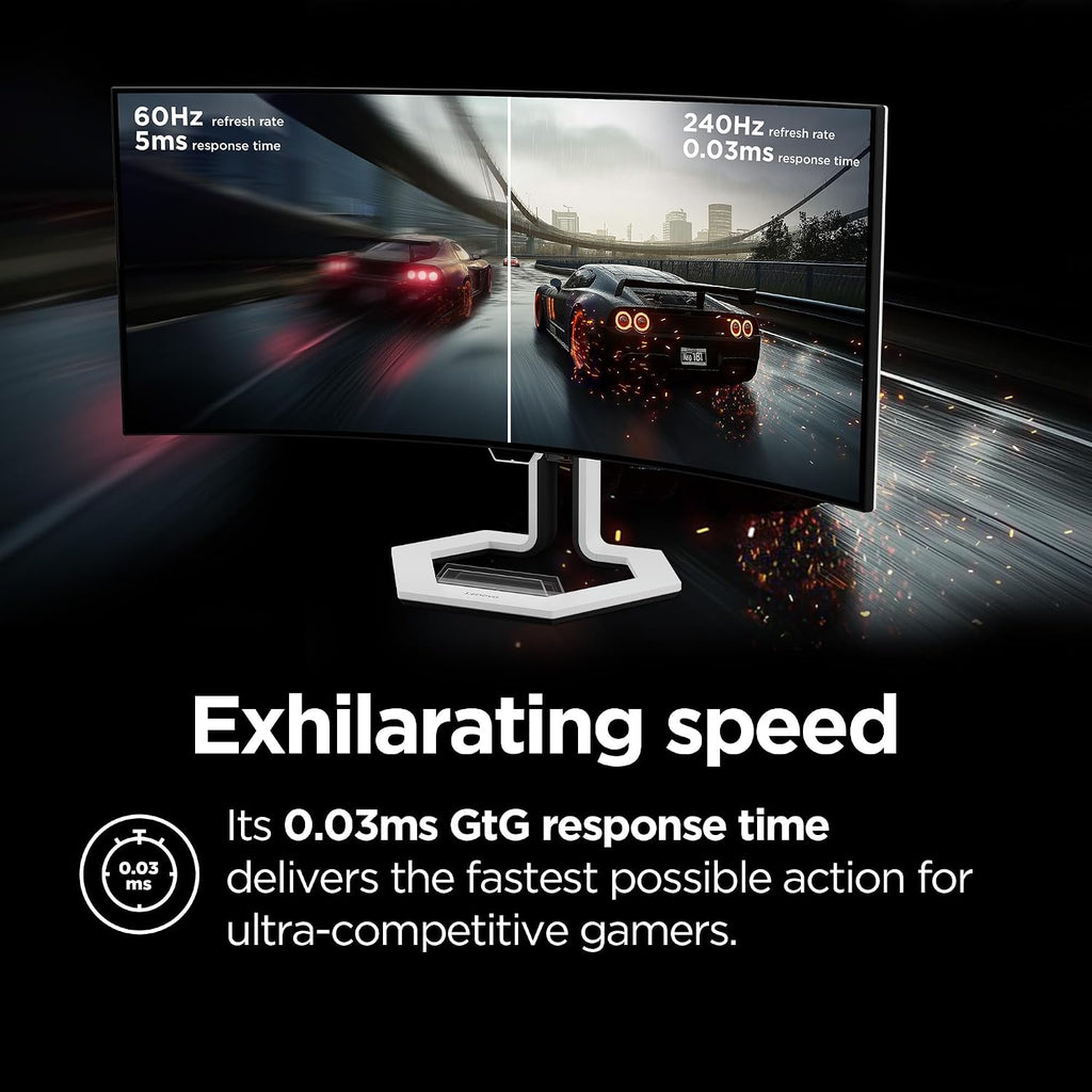 Lenovo Legion Pro 34WD-10 Curved Gaming Monitor – 34' WQHD OLED – 240Hz – AMD FreeSync™ PremiumPro – HDR TB400 – 0.03ms MPRT – KVM, USB-C, HDMI 2.1, DP 1.4 – Ergonomic Tilt Stand – Raven Black