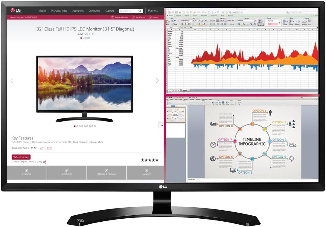 LG 32MA70HY-P 32-Inch Full HD IPS Monitor with Display Port and HDMI Inputs