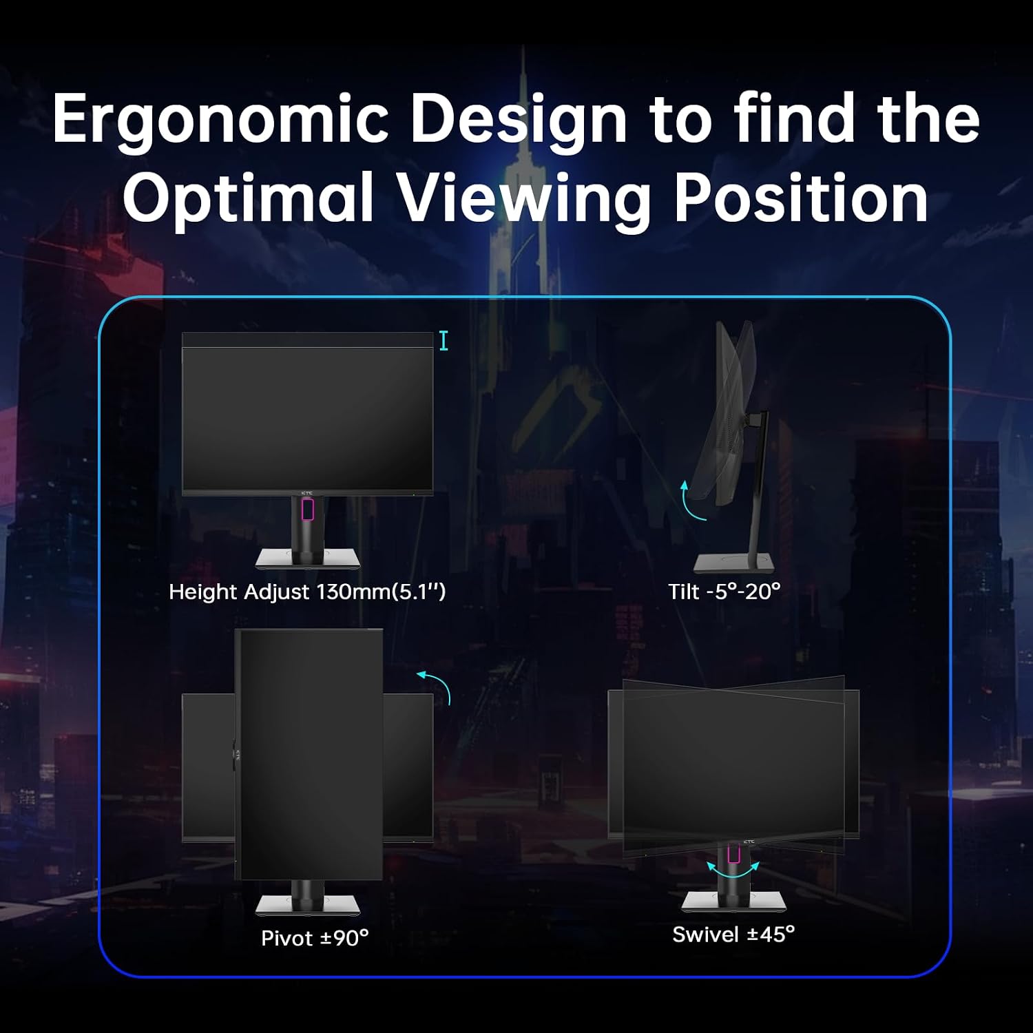 KTC 27' 4K UHD 144Hz Gaming Monitor - Fast IPS Panel 160Hz 1ms GTG, HDR400 132% sRGB, HDMI2.1/DP1.4, VESA Mount, Height/Tilt/Pivot/Swivel Stand, Vertical Monitor Ideal for Gamers, Designers