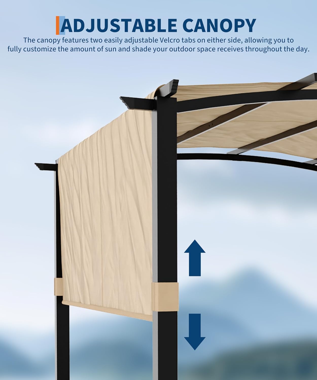GAOMON 10x10 Ft Outdoor Arched Pergola, Heavy-Duty Aluminum Patio Gazebo with Retractable Canopy, UV-Resistant for Deck Backyard Garden Porch Lawn, Khaki