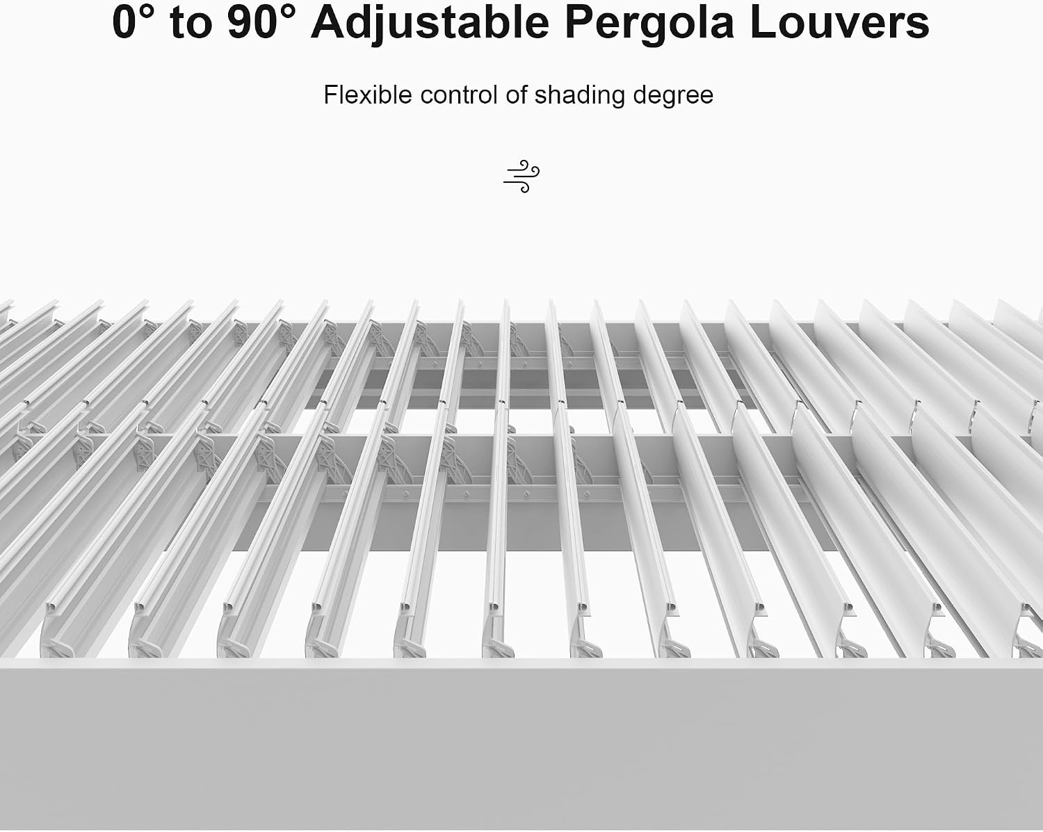 PURPLE LEAF Outdoor Louvered Pergola 10' x 16' White Aluminum Pergola Modern Shade Gazebo with 2 Independently Adjustable Rainproof Hardtop for Patio Garden Yard