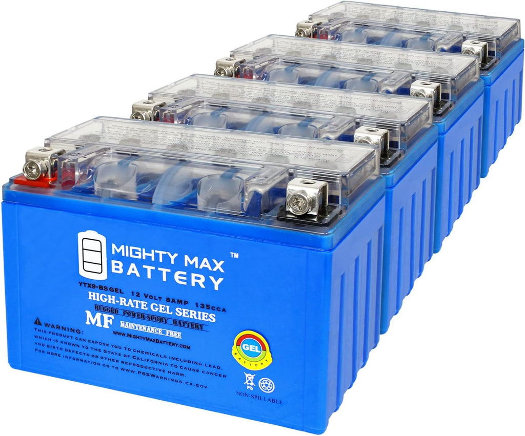 Mighty Max Battery YTX9-BSGEL 12V 8AH GEL Replacement Battery compatible with Honda EU3000 Generator 00-11 - 4 Pack