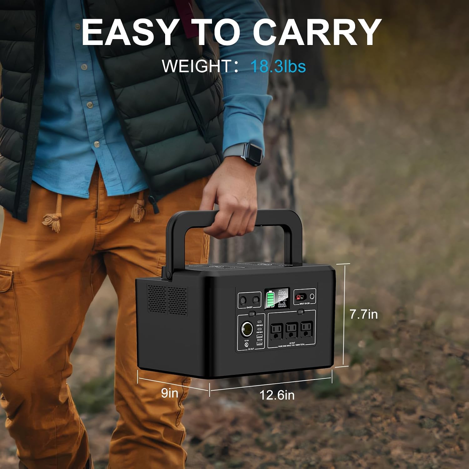 powkey Portable Power Station 800W with 3 AC Outlets, 740Wh Solar Powered Generator(Solar Panel Optional), Emergency Backup Lithium-ion Battery for Outdoors Travel RV Trip Camping CPAP Machine