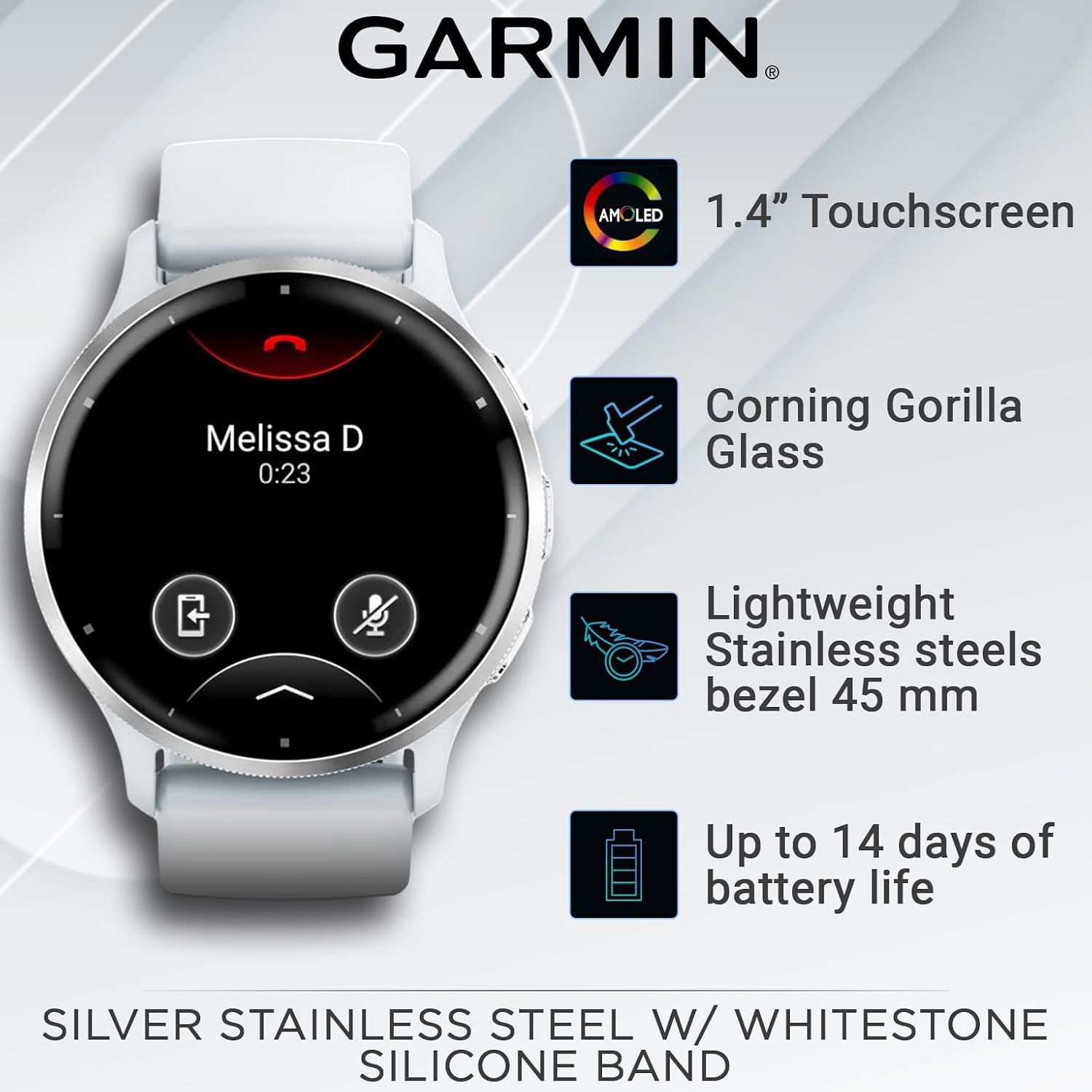 Garmin Venu 3 GPS Smartwatch AMOLED Display 45 mm Watch, Advanced Health and Fitness Features, Up to 14 Days of Battery, Whitestone with Black Earbuds Bundle