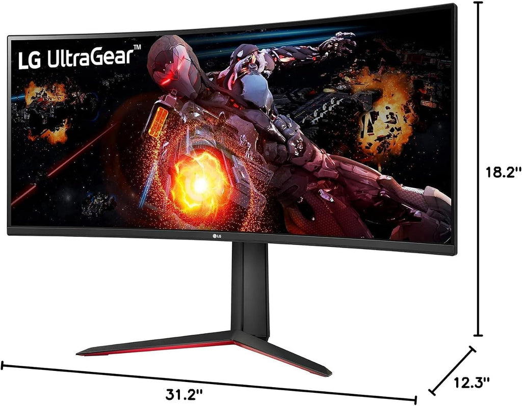 LG 34' Ultragear Curved Gaming Monitor, 21:9 QHD(3440 x 1440) Display, sRGB 99% Color Gamut, 160Hz, VA with HDR 10 Compatibility and AMD FreeSync Premium, Black, 34GP63A-B, with USB Wi-Fi