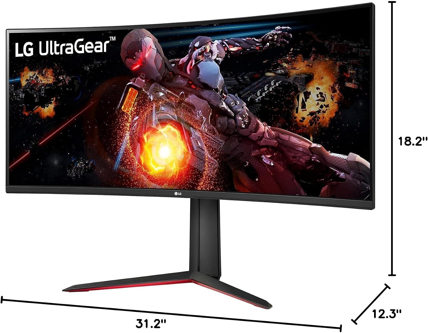 LG 34' Ultragear Curved Gaming Monitor, 21:9 QHD(3440 x 1440) Display, sRGB 99% Color Gamut, 160Hz, VA with HDR 10 Compatibility and AMD FreeSync Premium, Black, 34GP63A-B, with USB Wi-Fi