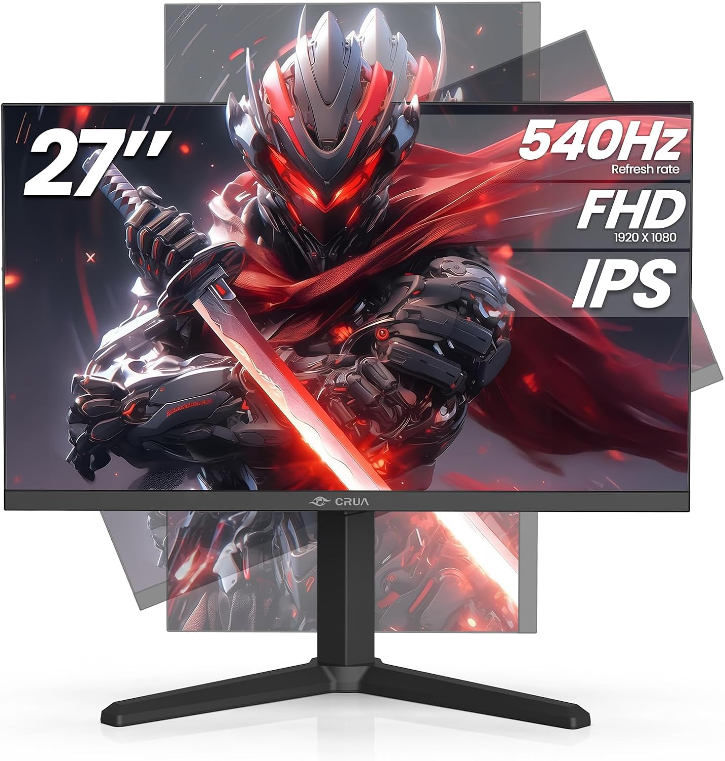 CRUA 27' 540Hz Gaming Monitor, IPS FHD(1920x1080P), AMD FreeSync, 120% sRGB, Height/Pivot/Rotating/Tilt Adjustable Vertical Monitor, HDMI 2.1 + DP 1.4, Wall Mount Install-Black