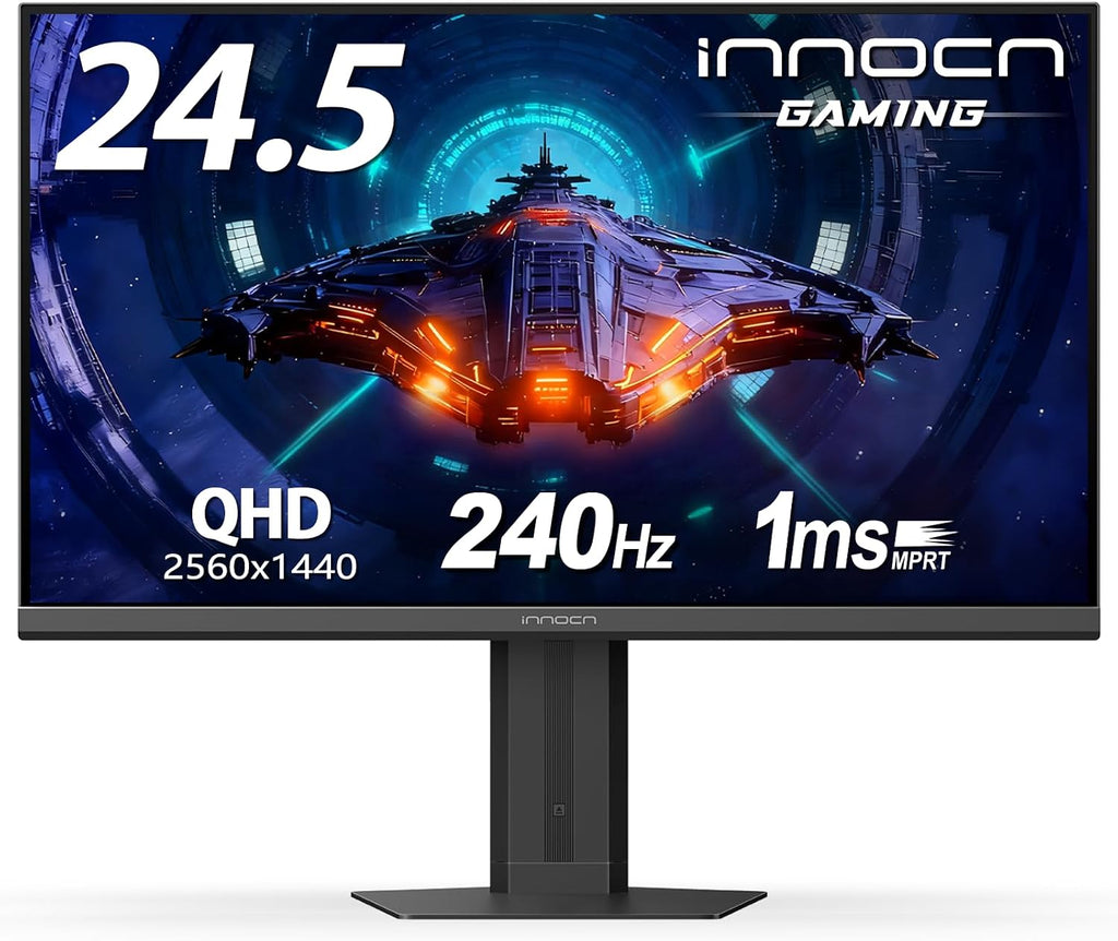 INNOCN 24.5' QHD 2K 1440P 240Hz Gaming Monitor for PS5, Xbox Console, PC Computer, IPS HDR400 1Ms HDMI 2.1, DisplayPort, Low Blur, Height/Pivot Adjustable Stand, Black - 25G2S Plus
